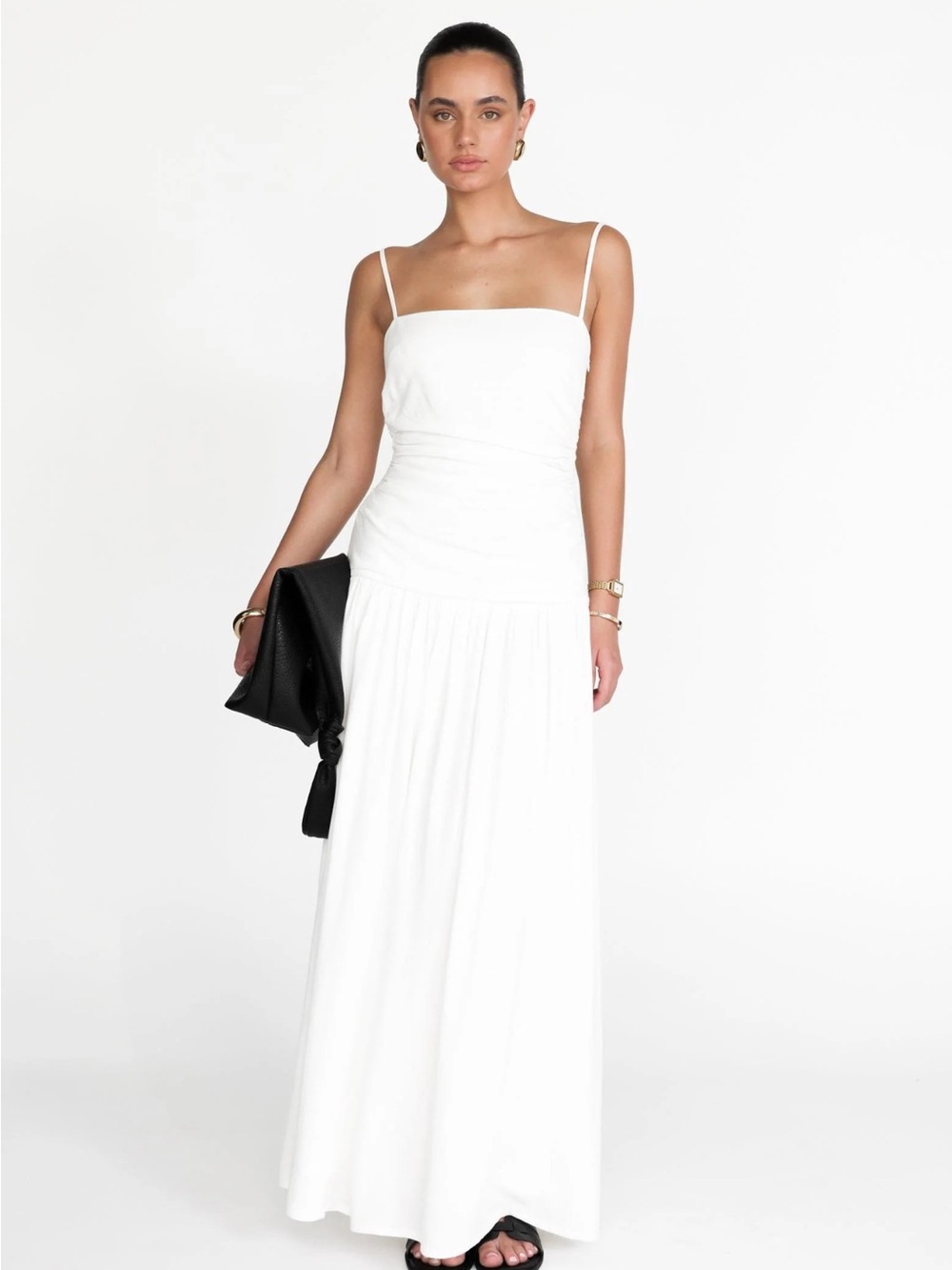 Elegant White Maxi Dress with Spaghetti Straps (bought for engagement photos)